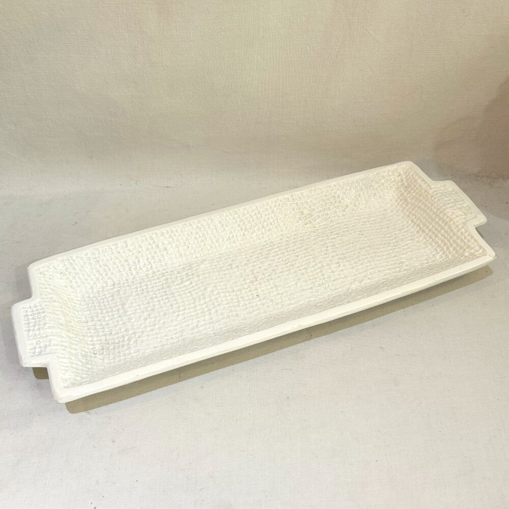 Ed Langbein Designed Serving Tray Asparagus Plate Rustic Burlap Textured Italy